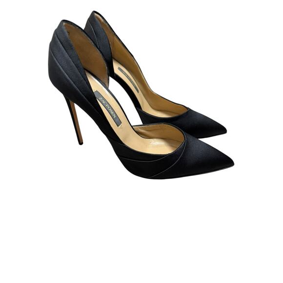 Zac Posen Black Satin Pointed Toe Stiletto Heel Pumps Size 9 - Picture 1 of 12